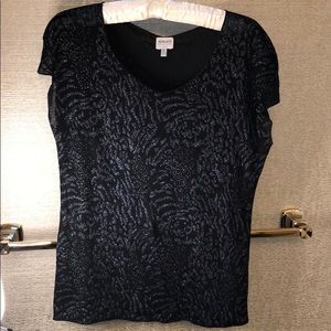 Navy and Black Metallic Knit Tee